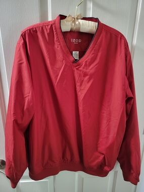 Izod Men's Red V-Neck Pullover Jacket Size M